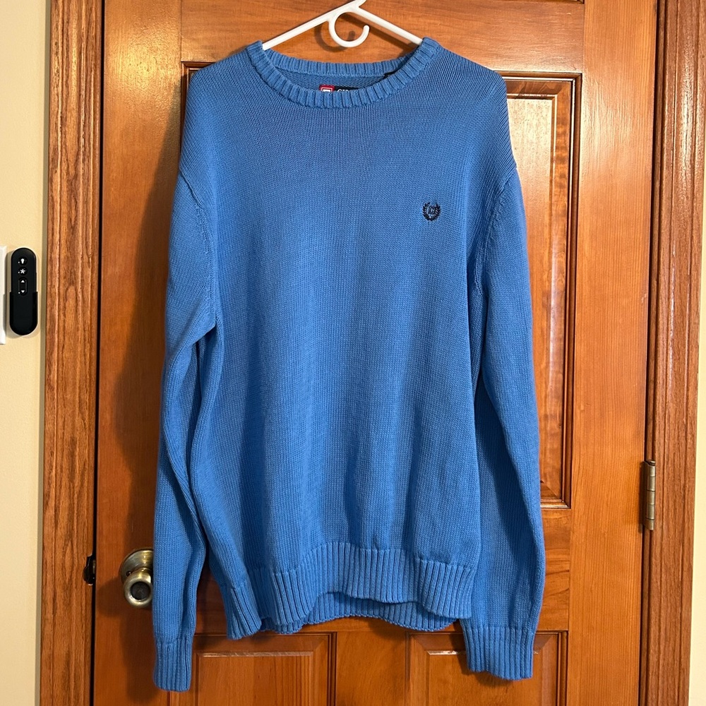 Chaps Blue Crewneck Sweater Classic Knit Design